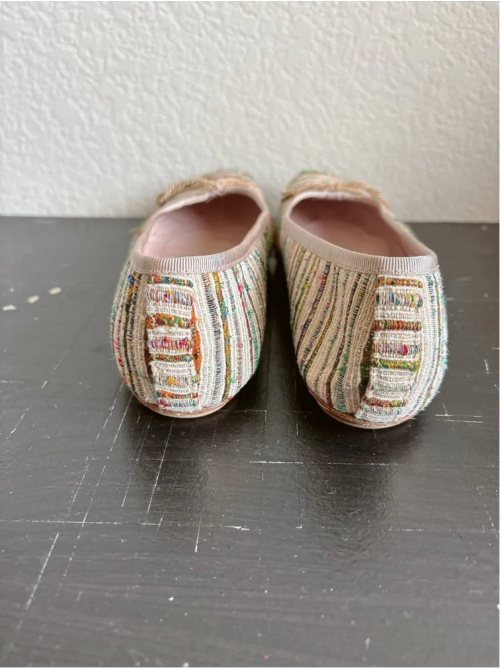Paul Mayer Attitudes Ballet Flats Sz 8B Multicolor Woven Spain Vero Cuoio Bow